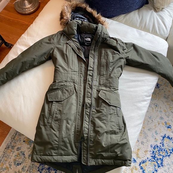 Down & gortex olive green North Face winter coat - Picture 1 of 6
